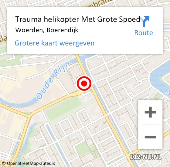 Locatie op kaart van de 112 melding: Trauma helikopter Met Grote Spoed Naar Woerden, Boerendijk op 8 augustus 2023 16:25