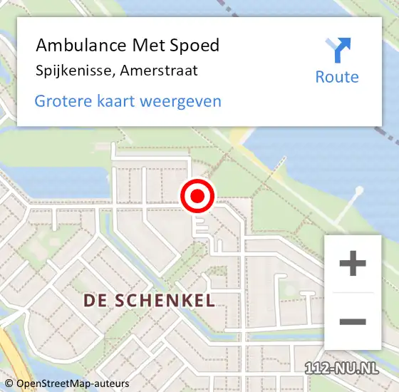 Locatie op kaart van de 112 melding: Ambulance Met Spoed Naar Spijkenisse, Amerstraat op 8 augustus 2023 16:55