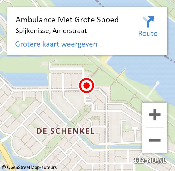 Locatie op kaart van de 112 melding: Ambulance Met Grote Spoed Naar Spijkenisse, Amerstraat op 8 augustus 2023 17:09