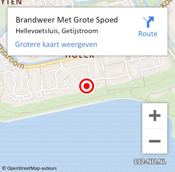 Locatie op kaart van de 112 melding: Brandweer Met Grote Spoed Naar Hellevoetsluis, Getijstroom op 8 augustus 2023 17:42