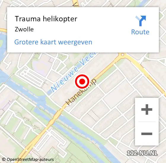 Locatie op kaart van de 112 melding: Trauma helikopter Zwolle op 8 augustus 2023 18:31