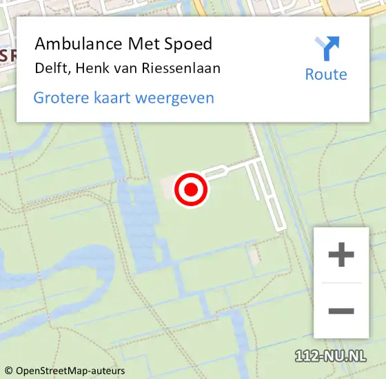 Locatie op kaart van de 112 melding: Ambulance Met Spoed Naar Delft, Henk van Riessenlaan op 8 augustus 2023 18:36