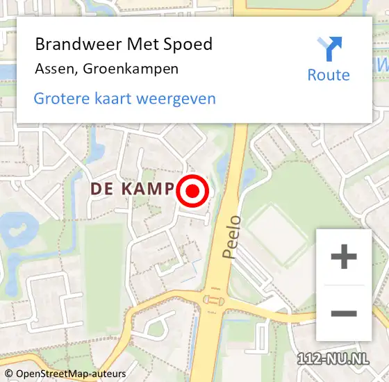 Locatie op kaart van de 112 melding: Brandweer Met Spoed Naar Assen, Groenkampen op 8 augustus 2023 19:04