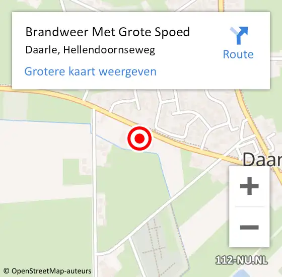 Locatie op kaart van de 112 melding: Brandweer Met Grote Spoed Naar Daarle, Hellendoornseweg op 8 augustus 2023 19:48