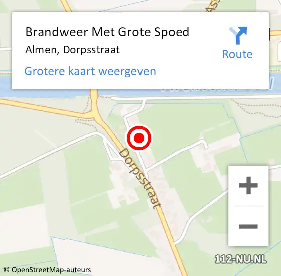 Locatie op kaart van de 112 melding: Brandweer Met Grote Spoed Naar Almen, Dorpsstraat op 4 september 2014 10:01