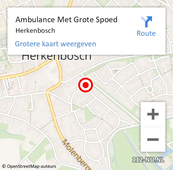 Locatie op kaart van de 112 melding: Ambulance Met Grote Spoed Naar Herkenbosch op 8 augustus 2023 20:36