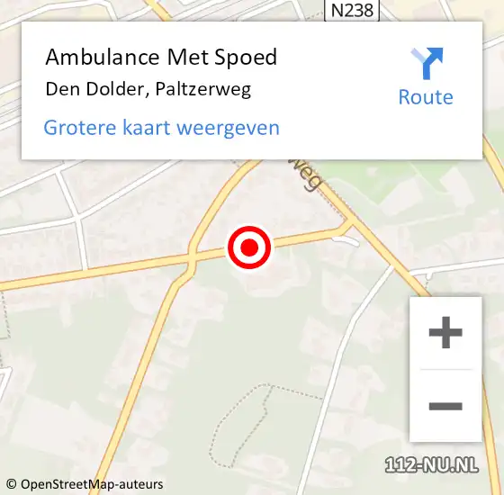 Locatie op kaart van de 112 melding: Ambulance Met Spoed Naar Den Dolder, Paltzerweg op 4 september 2014 10:02