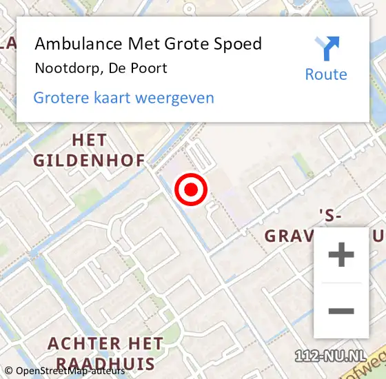 Locatie op kaart van de 112 melding: Ambulance Met Grote Spoed Naar Nootdorp, De Poort op 8 augustus 2023 20:43