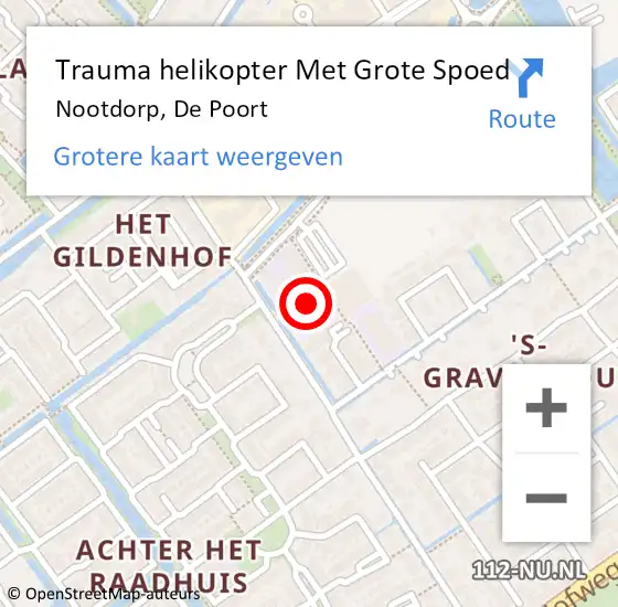 Locatie op kaart van de 112 melding: Trauma helikopter Met Grote Spoed Naar Nootdorp, De Poort op 8 augustus 2023 20:45