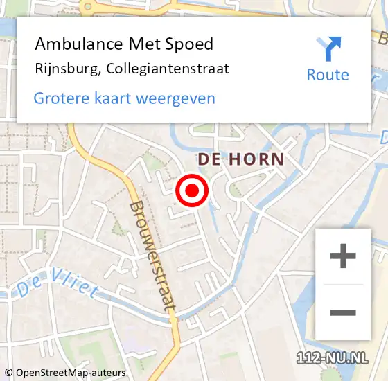 Locatie op kaart van de 112 melding: Ambulance Met Spoed Naar Rijnsburg, Collegiantenstraat op 8 augustus 2023 21:01