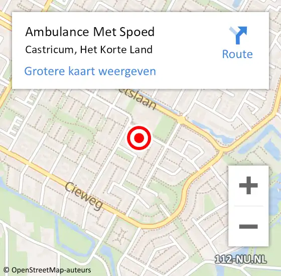 Locatie op kaart van de 112 melding: Ambulance Met Spoed Naar Castricum, Het Korte Land op 8 augustus 2023 21:23