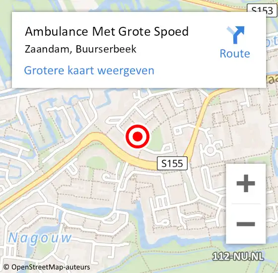 Locatie op kaart van de 112 melding: Ambulance Met Grote Spoed Naar Zaandam, Buurserbeek op 8 augustus 2023 21:31