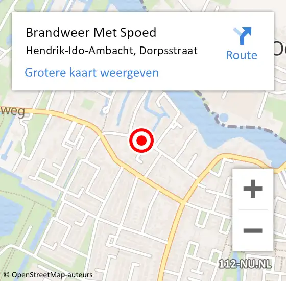 Locatie op kaart van de 112 melding: Brandweer Met Spoed Naar Hendrik-Ido-Ambacht, Dorpsstraat op 8 augustus 2023 21:42