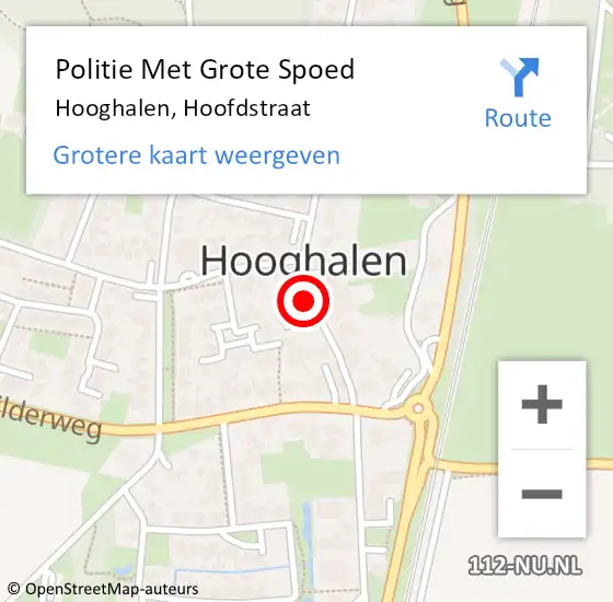 Locatie op kaart van de 112 melding: Politie Met Grote Spoed Naar Hooghalen, Hoofdstraat op 8 augustus 2023 21:59