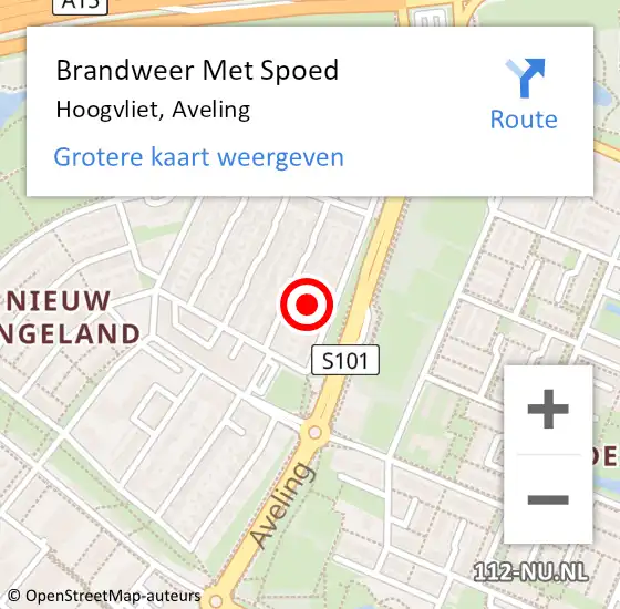 Locatie op kaart van de 112 melding: Brandweer Met Spoed Naar Hoogvliet, Aveling op 8 augustus 2023 22:06