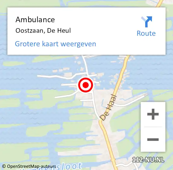 Locatie op kaart van de 112 melding: Ambulance Oostzaan, De Heul op 8 augustus 2023 23:56