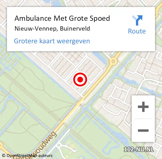 Locatie op kaart van de 112 melding: Ambulance Met Grote Spoed Naar Nieuw-Vennep, Buinerveld op 9 augustus 2023 00:20