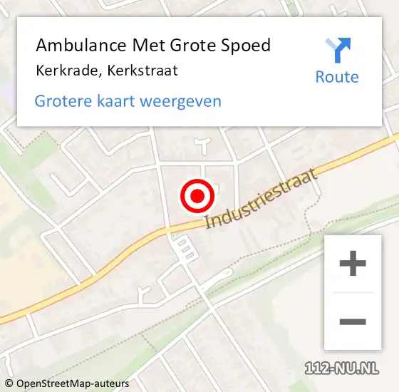 Locatie op kaart van de 112 melding: Ambulance Met Grote Spoed Naar Kerkrade, Kerkstraat op 4 september 2014 10:12