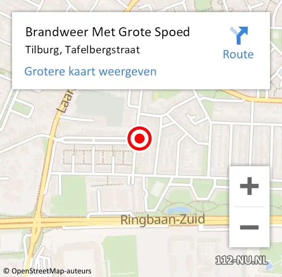 Locatie op kaart van de 112 melding: Brandweer Met Grote Spoed Naar Tilburg, Tafelbergstraat op 9 augustus 2023 01:02