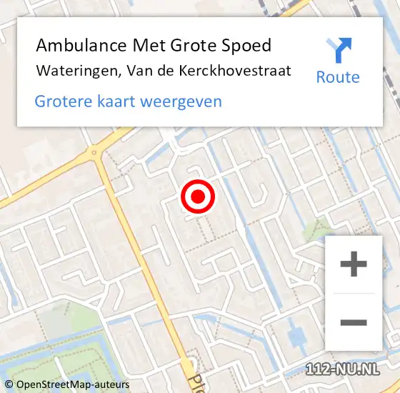 Locatie op kaart van de 112 melding: Ambulance Met Grote Spoed Naar Wateringen, Van de Kerckhovestraat op 9 augustus 2023 01:57