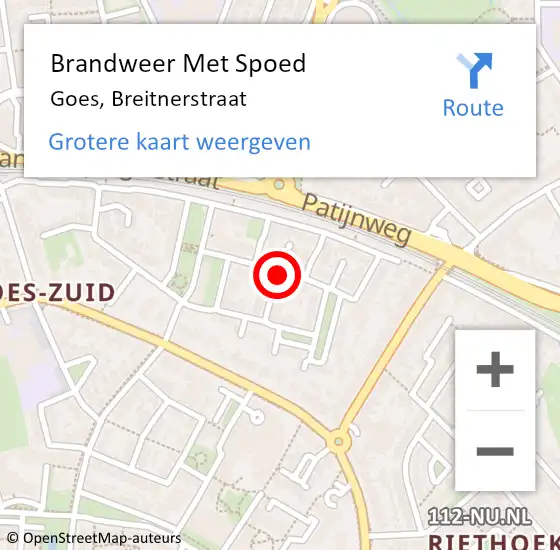 Locatie op kaart van de 112 melding: Brandweer Met Spoed Naar Goes, Breitnerstraat op 13 oktober 2013 14:50