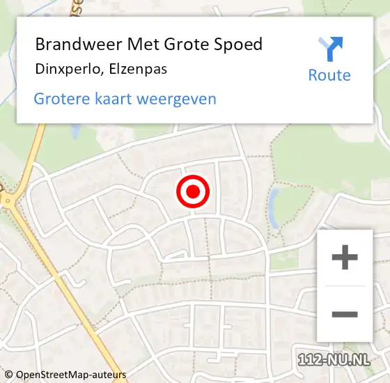 Locatie op kaart van de 112 melding: Brandweer Met Grote Spoed Naar Dinxperlo, Elzenpas op 9 augustus 2023 03:59