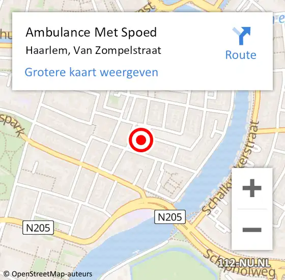 Locatie op kaart van de 112 melding: Ambulance Met Spoed Naar Haarlem, Van Zompelstraat op 9 augustus 2023 04:08