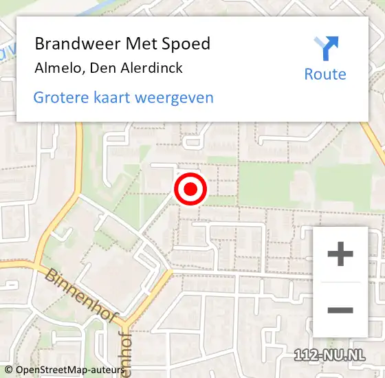 Locatie op kaart van de 112 melding: Brandweer Met Spoed Naar Almelo, Den Alerdinck op 9 augustus 2023 04:43