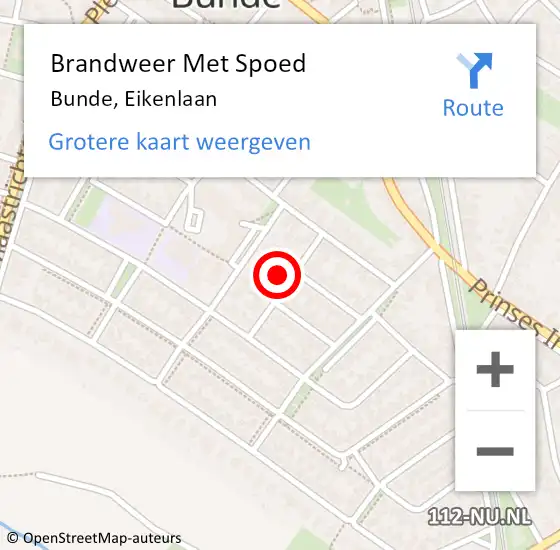 Locatie op kaart van de 112 melding: Brandweer Met Spoed Naar Bunde, Eikenlaan op 9 augustus 2023 04:53