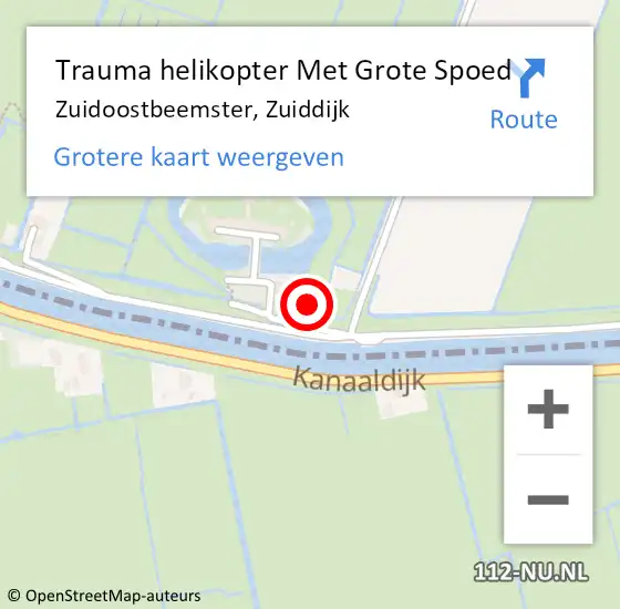 Locatie op kaart van de 112 melding: Trauma helikopter Met Grote Spoed Naar Zuidoostbeemster, Zuiddijk op 9 augustus 2023 06:15