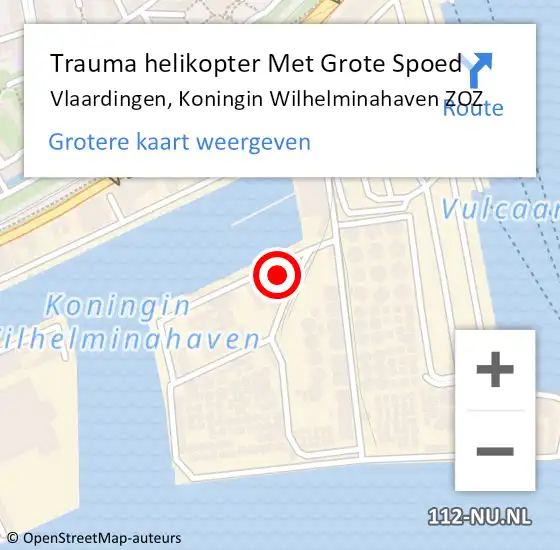 Locatie op kaart van de 112 melding: Trauma helikopter Met Grote Spoed Naar Vlaardingen, Koningin Wilhelminahaven ZOZ op 9 augustus 2023 06:19