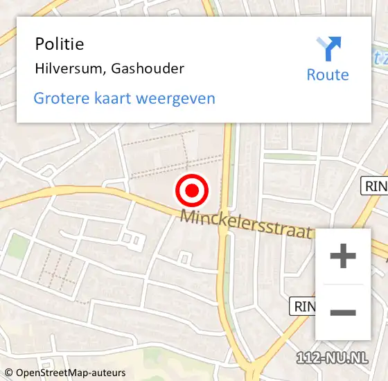 Locatie op kaart van de 112 melding: Politie Hilversum, Gashouder op 9 augustus 2023 07:30