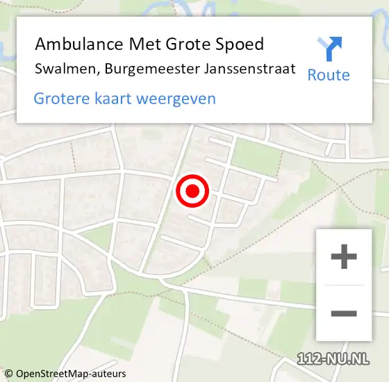 Locatie op kaart van de 112 melding: Ambulance Met Grote Spoed Naar Swalmen, Burgemeester Janssenstraat op 9 augustus 2023 08:17