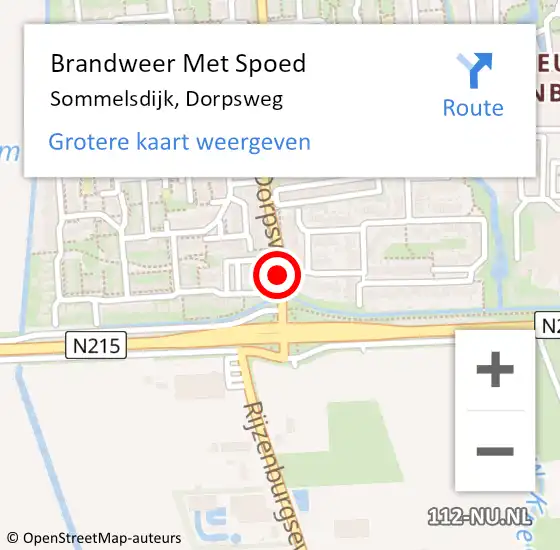 Locatie op kaart van de 112 melding: Brandweer Met Spoed Naar Sommelsdijk, Dorpsweg op 13 oktober 2013 14:51