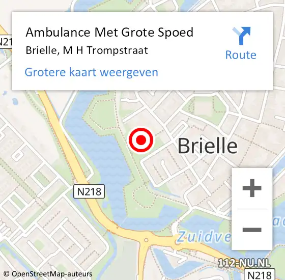 Locatie op kaart van de 112 melding: Ambulance Met Grote Spoed Naar Brielle, M H Trompstraat op 9 augustus 2023 08:54