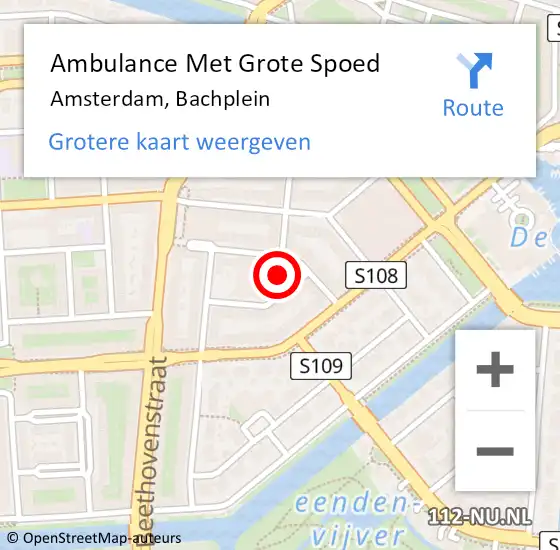 Locatie op kaart van de 112 melding: Ambulance Met Grote Spoed Naar Amsterdam, Bachplein op 9 augustus 2023 09:04