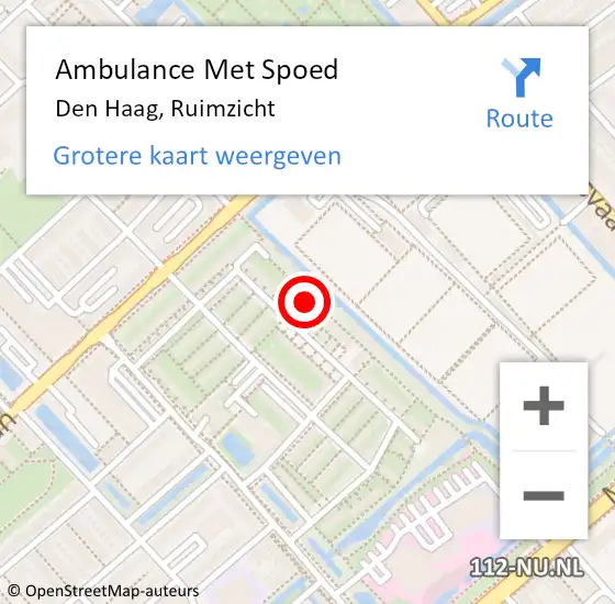 Locatie op kaart van de 112 melding: Ambulance Met Spoed Naar Den Haag, Ruimzicht op 9 augustus 2023 09:09