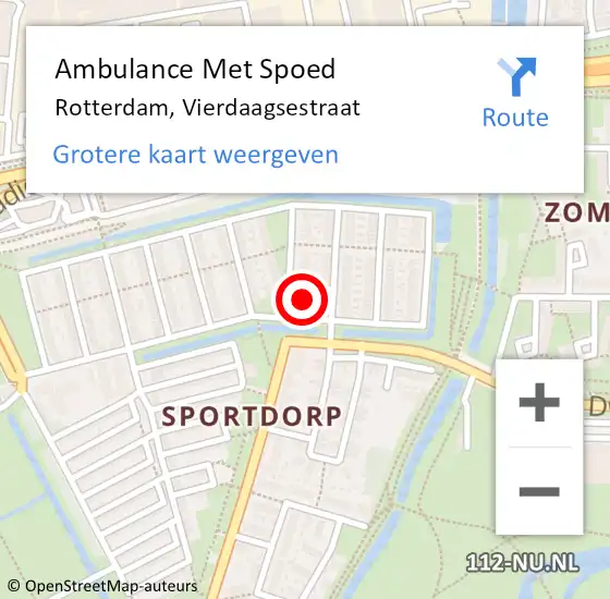 Locatie op kaart van de 112 melding: Ambulance Met Spoed Naar Rotterdam, Vierdaagsestraat op 9 augustus 2023 09:12