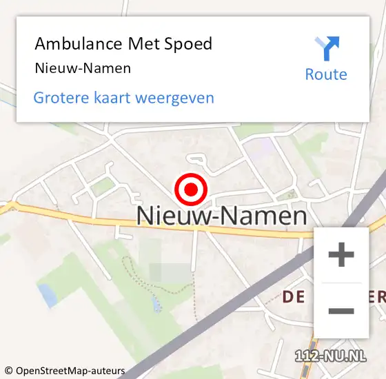 Locatie op kaart van de 112 melding: Ambulance Met Spoed Naar Nieuw-Namen op 9 augustus 2023 09:29