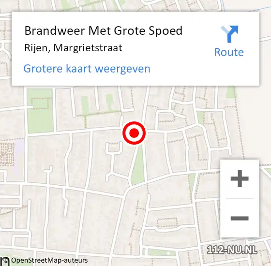 Locatie op kaart van de 112 melding: Brandweer Met Grote Spoed Naar Rijen, Margrietstraat op 9 augustus 2023 09:47