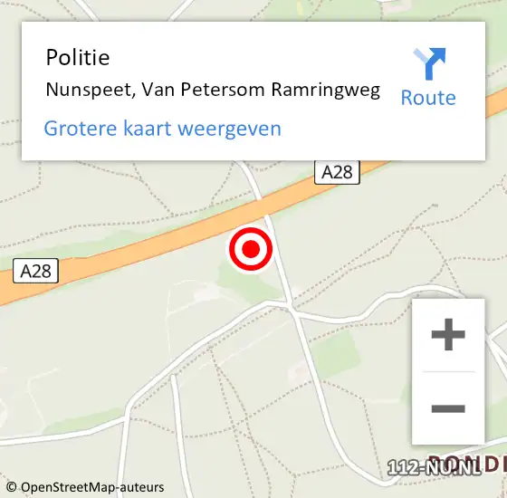 Locatie op kaart van de 112 melding: Politie Nunspeet, Van Petersom Ramringweg op 9 augustus 2023 10:19