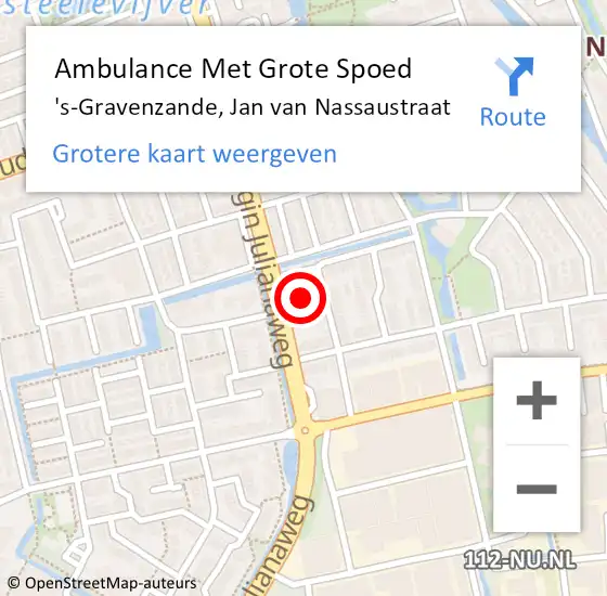 Locatie op kaart van de 112 melding: Ambulance Met Grote Spoed Naar 's-Gravenzande, Jan van Nassaustraat op 9 augustus 2023 10:36