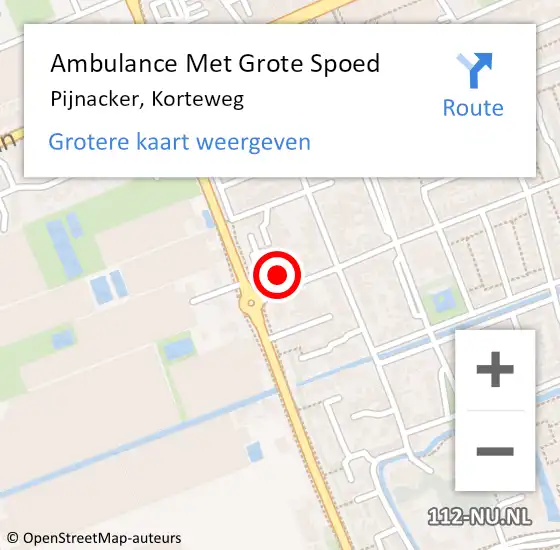 Locatie op kaart van de 112 melding: Ambulance Met Grote Spoed Naar Pijnacker, Korteweg op 9 augustus 2023 11:13