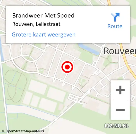 Locatie op kaart van de 112 melding: Brandweer Met Spoed Naar Rouveen, Leliestraat op 9 augustus 2023 11:17