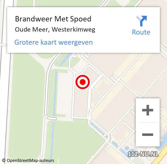 Locatie op kaart van de 112 melding: Brandweer Met Spoed Naar Oude Meer, Westerkimweg op 9 augustus 2023 11:18