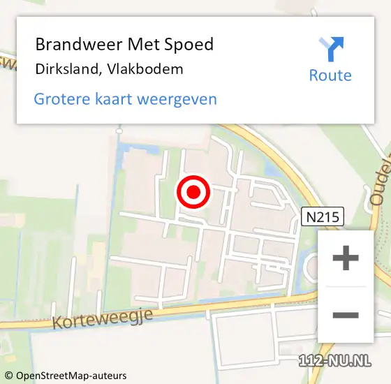 Locatie op kaart van de 112 melding: Brandweer Met Spoed Naar Dirksland, Vlakbodem op 9 augustus 2023 11:26