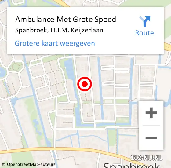 Locatie op kaart van de 112 melding: Ambulance Met Grote Spoed Naar Spanbroek, H.J.M. Keijzerlaan op 9 augustus 2023 11:47