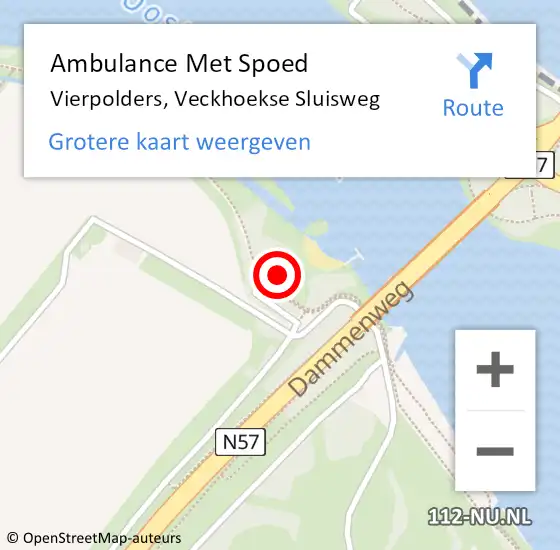 Locatie op kaart van de 112 melding: Ambulance Met Spoed Naar Vierpolders, Veckhoekse Sluisweg op 9 augustus 2023 12:04