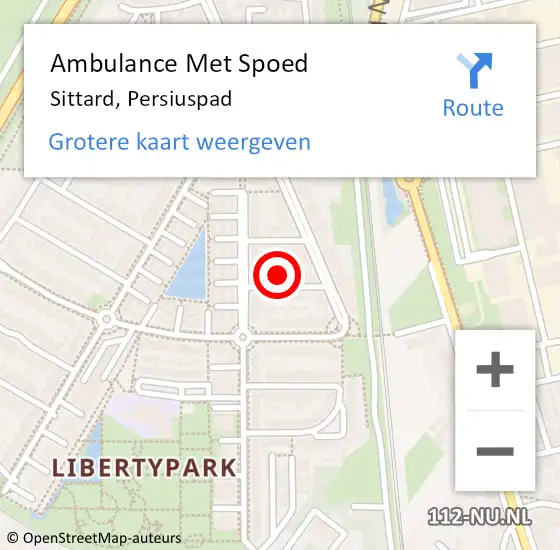 Locatie op kaart van de 112 melding: Ambulance Met Spoed Naar Sittard, Persiuspad op 4 september 2014 10:41