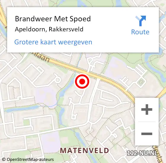 Locatie op kaart van de 112 melding: Brandweer Met Spoed Naar Apeldoorn, Rakkersveld op 9 augustus 2023 12:19